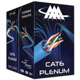 AAA Cables | CMP Cat6 Plenum Cable 1000ft | 0.58MM Solid Conductor | DTX-1800 Fluke Test Passed | Blue Colour